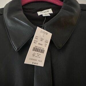 J.Crew Black Leather Shirt Dress